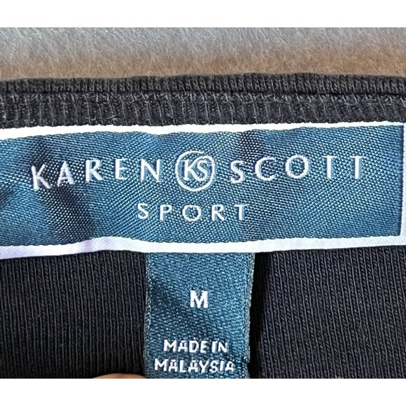 Karen Scott Sport Black Stretch Knit Dress Womens Medium Studded Neckline - Picture 3 of 9